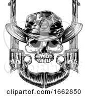 Pistols And Skull With Sheriff Star And Cowboy Hat
