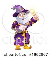 Poster, Art Print Of Wizard Cartoon Character Pointing