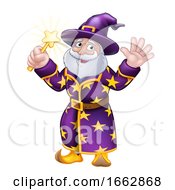 Poster, Art Print Of Wizard With Wand Cartoon Character