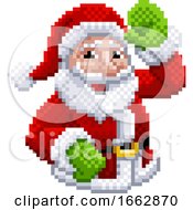 Poster, Art Print Of Santa Claus 8 Bit Video Game Pixel Art Style