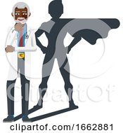 Mature Black Medical Doctor Super Hero Shadow by AtStockIllustration