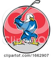 Blue Eagle Teeing Off Circle Cartoon by patrimonio