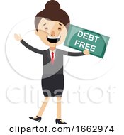 Poster, Art Print Of Woman With Debt Free Sign