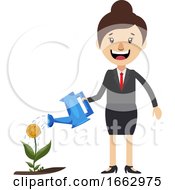 Poster, Art Print Of Woman Watering Plant