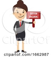 Poster, Art Print Of Woman With Team Work Sign