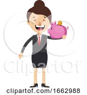 Poster, Art Print Of Woman With Piggy Bank