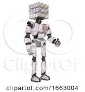 Poster, Art Print Of Bot Containing Dual Retro Camera Head And Cube Array Head And Light Chest Exoshielding And Red Energy Core And Ultralight Foot Exosuit