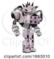 Poster, Art Print Of Bot Containing Thorny Domehead Design And Heavy Upper Chest And Chest Energy Sockets And Blue Strip Lights And Prototype Exoplate Legs