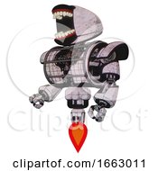 Poster, Art Print Of Robot Containing Chomper Head Design And Heavy Upper Chest And Heavy Mech Chest And Barbed Wire Chest Armor Cage And Jet Propulsion