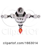 Poster, Art Print Of Robot Containing Cable Connector Head And Heavy Upper Chest And Chest Compound Eyes And Jet Propulsion