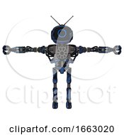 Poster, Art Print Of Automaton Containing Digital Display Head And Circle Face And Retro Antennas And Heavy Upper Chest And No Chest Plating And Ultralight Foot Exosuit