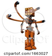 Poster, Art Print Of Automaton Containing Dual Retro Camera Head And Cube Array Head And Light Chest Exoshielding And Blue-Eye Cam Cable Tentacles And No Chest Plating And Prototype Exoplate Legs