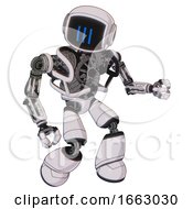 Poster, Art Print Of Mech Containing Digital Display Head And Three Vertical Line Design And Heavy Upper Chest And No Chest Plating And Light Leg Exoshielding