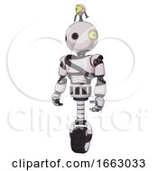 Droid Containing Oval Wide Head And Minibot Ornament And Light Chest Exoshielding And Rubber Chain Sash And Unicycle Wheel