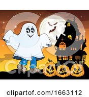 Poster, Art Print Of Kid In A Halloween Ghost Costume