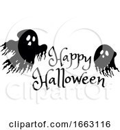 Poster, Art Print Of Happy Halloween Greeting And Ghosts