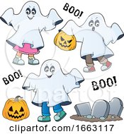 Kids In Halloween Ghost Costumes