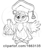Poster, Art Print Of Professor Owl Holding A Science Flask