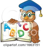 Professor Owl Holding An Alphabet Book