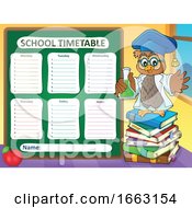 Professor Owl Holding A Science Flask By A Timetable