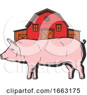Poster, Art Print Of Pig And Barn