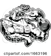 Poster, Art Print Of Black And White Muscular Alligator Working Out