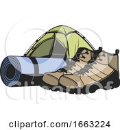 Camping Tent Mat And Boots by Vector Tradition SM