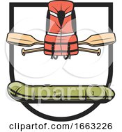 Poster, Art Print Of Raft Life Vest And Paddles