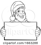 Poster, Art Print Of Young Santa Claus Holding Sign Christmas Cartoon