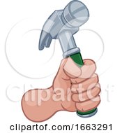 Poster, Art Print Of Handyman Hand Fist Holding A Hammer Cartoon