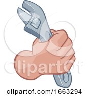 Poster, Art Print Of Plumber Mechanic Hand Fist Holding Spanner Wrench
