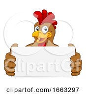 Poster, Art Print Of Chicken Rooster Cockerel Holding Sign Cartoon