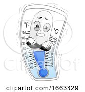 Poster, Art Print Of Mascot Thermometer Cold Illustration