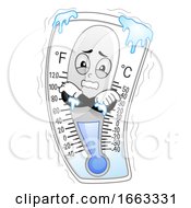 Poster, Art Print Of Mascot Thermometer Freezing Illustration