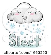 Poster, Art Print Of Mascot Cloud Weather Sleet Illustration