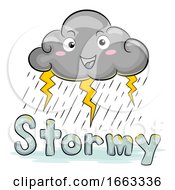 Poster, Art Print Of Mascot Cloud Weather Stormy Illustration