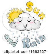 Poster, Art Print Of Mascot Cloud Weather Sun And Rain Illustration