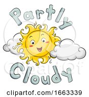 Mascot Sun Weather Partly Cloudy Illustration