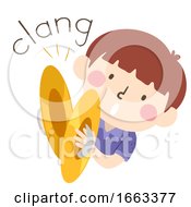 Poster, Art Print Of Kid Boy Cymbals Onomatopoeia Sound Clang