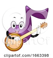 Poster, Art Print Of Music Note Mascot Play Banjo Illustration