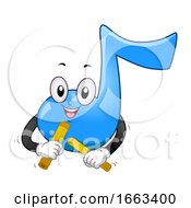 Poster, Art Print Of Music Note Mascot Play Claves Illustration