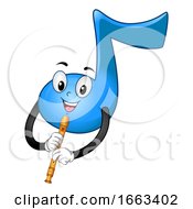 Poster, Art Print Of Music Note Mascot Play Recorder Illustration
