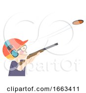 Poster, Art Print Of Kid Boy Clay Pigeon Shooting Illustration