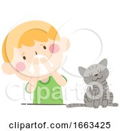 Poster, Art Print Of Kid Boy Pet Allergy Illustration