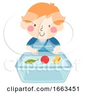 Kid Boy Float Things Illustration