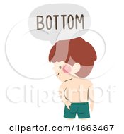 Poster, Art Print Of Kid Boy Naming Body Parts Bottom Illustration