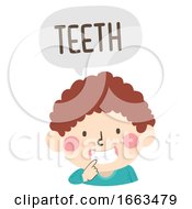 Poster, Art Print Of Kid Boy Naming Body Parts Teeth Illustration