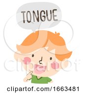 Poster, Art Print Of Kid Boy Naming Body Parts Tongue Illustration