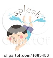 Poster, Art Print Of Kid Boy Dive Onomatopoeia Sound Splash