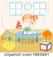 Poster, Art Print Of Kid Girl Early Math Experience Shapes Illustration